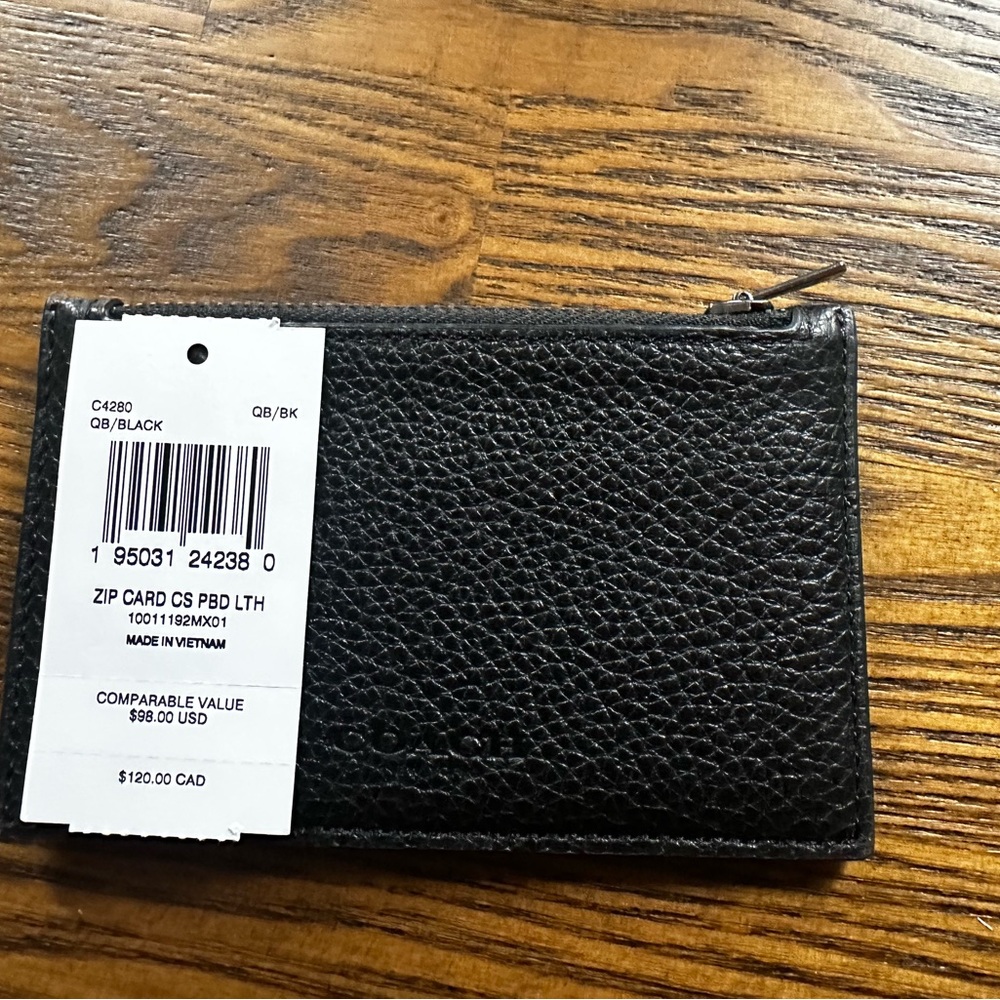 NWT Coach Black Leather Card Holder Wallet